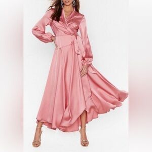 NastyGal Satin Wrap Dress